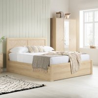 Herringford – Double – Ottoman Storage Bed – Oak – Wooden – 4ft6 - Happy Beds