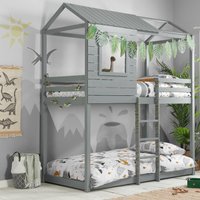 Adventure - Single - Kids House Style Bunk Bed - Grey - Wooden - 3ft - Happy Beds