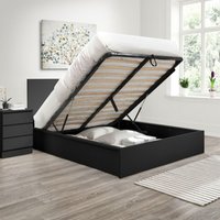 Oslo - King Size - Ottoman Storage Bed - Black - Wooden - 5ft - Happy Beds