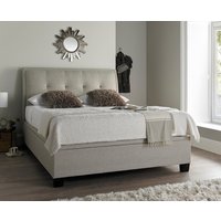 Accent - King Size - Ottoman Storage Bed - Neutral Oatmeal - Fabric - 5ft - Happy Beds