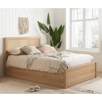 Croxley - Double - Ottoman Storage Bed Frame - Oak - Rattan Wood - 4ft6 - Happy Beds
