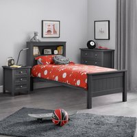 Maine - Single - Bookcase Storage Bed - Anthracite Dark Grey - Wooden - 3ft - Happy Beds