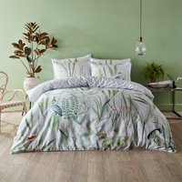 Paoletti 200 Thread Count Aaliyah Botanical Birds Duvet Cover Set - Multicolour Cotton - Size Double