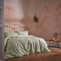 EW by Edinburgh Weavers Malory Botanical Luxury Cotton Duvet Cover Set - Green - Size King