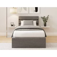 GFW Hudson Grey Fabric Ottoman Bed Frame - 4ft Small Double