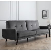 Monza - 2 Seater Sofa Bed - Grey - Velvet - Happy Beds