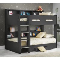 Orion - Single - Kids Bunk Bed - Storage - Dark Grey - Wooden - 3ft - Happy Beds