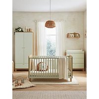 Cuddleco Remi 3Pc Set 3 Drawer Dresser, Cot Bed And Wardrobe Oak/Green