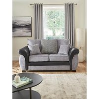 Very Home Marino Fabric/Faux Leather 2 Seater Scatter Back Sofa - Grey/Black - Made In The Uk