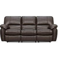 Very Home Leighton Leather/Faux Leather High Back 3 Seater Recliner Sofa - Brown - Fsc&Reg; Certified