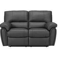 Very Home Leighton Leather/Faux Leather High Back 2 Seater Power Recliner Sofa - Black