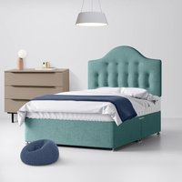 Super King Size - Divan Bed and Victor Buttoned Headboard - Duck Egg Blue - Fabric - 6ft - Happy Beds