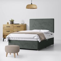 Super King Size - Divan Bed and Cornell Plain Headboard - Dark Grey - Velvet - 6ft - Happy Beds