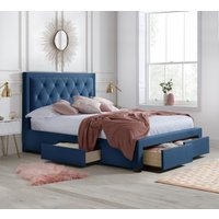 Woodbury - Super King Size - 4 Drawer Storage Bed - Blue - Velvet - 6ft - Happy Beds