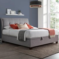 Accent - Super King Size - Ottoman Storage Bed - Light Grey - Fabric - 6ft - Happy Beds