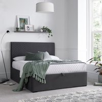 Sebastian - Double - Ottoman Storage Bed - Grey - Velvet – 4ft6 – Happy Beds