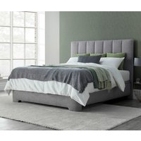 Medburn - Double - Ottoman Storage Bed - Light Grey - Fabric - 4ft6 - Happy Beds