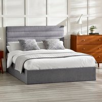 Merida - Double - Ottoman Storage Bed - Grey - Fabric - 4ft6